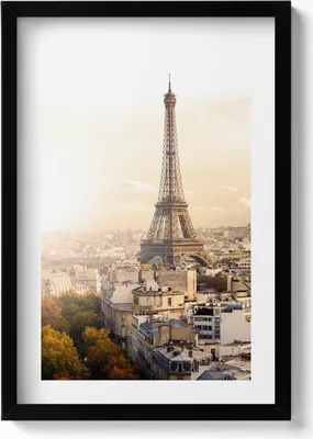 Produktbild von Blick auf den Eiffelturm– Wandbild mit Rahmen – Gerahmtes Bild  – Wanddekoration – 40x60 cm –  Schwarz