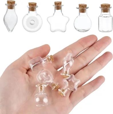 Produktbild von Mini-Glasflaschen mit Korken - dekorative Wunschflaschen - 50 Stück