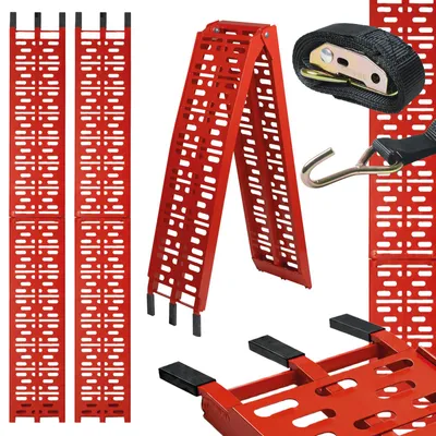 Produktbild von TRUTZHOLM 2x Auffahrrampen klappbar 228 cm Tragkraft 680 kg Alu gelocht Rampen Motorradrampen rot