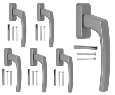 Produktbild von Ergonomische Fenstergriffe Silber Aluminium 6 Stück