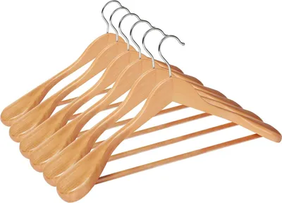 Produktbild von Songmics Anzugbügel Kleiderbügel Holz 6er Set Rutschfest