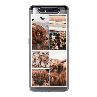 Produktbild von MuchoWow® Handyhülle Schutzhülle Hülle für Samsung Galaxy A80 Schottischer Highlander - Collage - Blumen Silikon Softcase Handy Hülle - Schutzdeckel