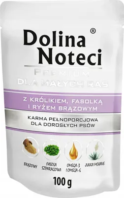 Produktbild von Dolina Noteci Glutenfrei Premium Nassfutter für Kleine Hunde mit Kaninchen, Bohnen und braunem Reis 100g (5-er pack)