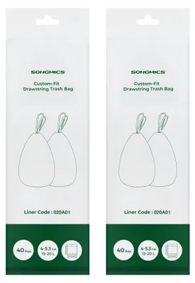 Image de Sacs poubelle robustes - Sacs poubelle de 15 à 20 litres - Avec cordon de serrage - 80 pièces - Résistants à la déchirure - Dimensions 42 x 60 cm - Sacs poubelle