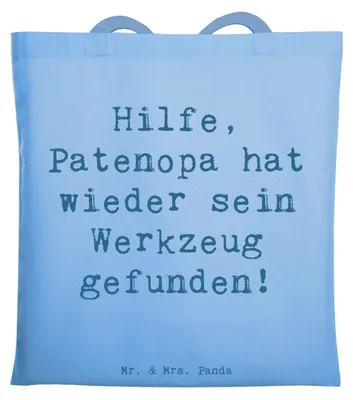 Produktbild von Mr. & Mrs. Panda canvas tasche Spruch Patenopa Abenteuer - Sky Blue - Geschenk, Geschenke, Uni, Handwerk, Großvater, Patenschaft, Beutel, Humor, Familienleben, Tradition