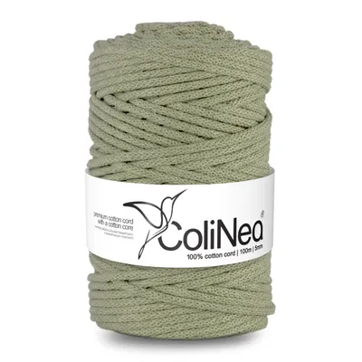 Produktbild von ColiNea, Baumwollkordel mit Baumwollkern, geflochten, 5mm, 100m, olivgrün