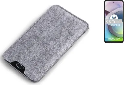 Produktbild von K-S-Trade Filz Handyhülle kompatibel mit Motorola Moto G 5G Schutzhülle Filztasche Filz Tasche Case Sleeve Handy Hülle Filzhülle grau