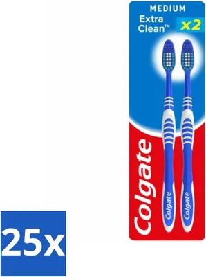 Image de Colgate Brosses à dents Extra Clean Duo Medium 2 brosses - pack avantage - 25 pièces