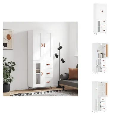 Productafbeelding van vidaXL Hoge kast, wit, 69,5 x 34 x 180 cm, houtvezel - Dressoirs