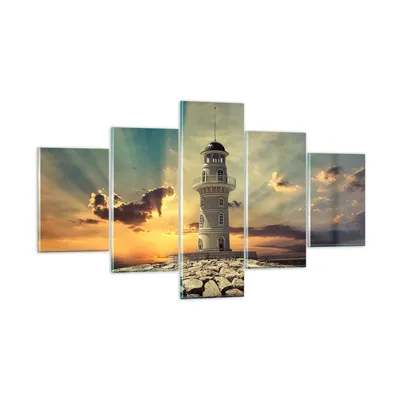 Produktbild von Bilder auf glas - Leuchtturm Wasser Meer Steine - 125x70cm - Glasbilder - Wandbilder - Kunstdruck - zum Aufhängen bereit - Wanddekoration aus Glas - Glas Bilder - Wandbild auf Glas - GEA125x70-2895