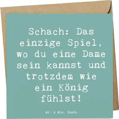 Produktbild von Mr. & Mrs. Panda Grußkarte Spruch Schach Dame und König - Meeresbrise - Geschenk, Humor, Klappkarte, Unterhaltung, Sportart, faltkarte, Teamsport, Sportler, doppelkarte