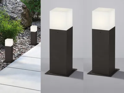 Produktbild von LED Sockelleuchte in Anthrazit 30cm - 2er Set Terrassenbeleuchtung Wegeleuchten