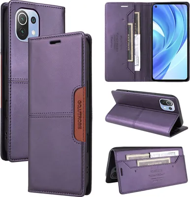 Produktbild von Handyhülle für Xiaomi Mi 11 Lite 5G/4G Hülle, Leder Flip Wallet Kartenfach Stand Schutzhülle Lila