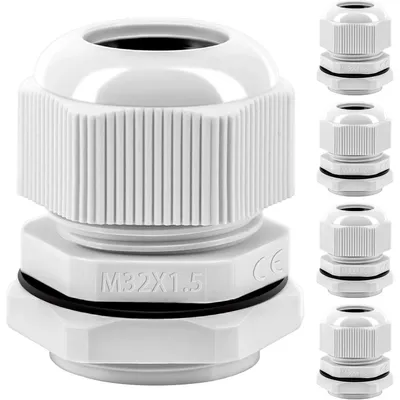 Productafbeelding van Kabelwartelset M32, IP68, waterdicht, kunststof, nylon, 5 stuks, geschikt voor buitengebruik