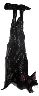Produktbild von Schwarze herunterhängende Fledermaus mit Vampirzähnen 47 cm, KI-generiertes Bild