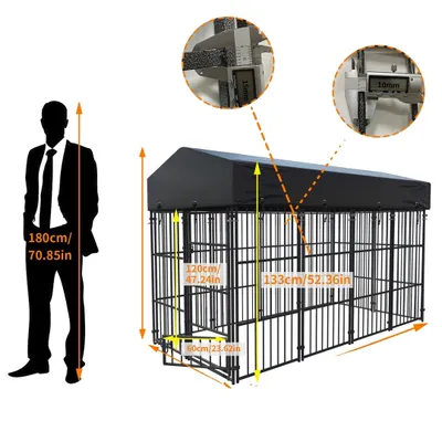 Immagine prodotto di Cuccia per cani in metallo resistente, copertura impermeabile, altezza 64,9", 249 cm x 120 cm x 165 cmOggetti Cuccia per caniSilhouette umana