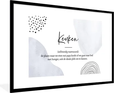 Produktbild von MuchoWow® Gerahmtes Poster küche - papa - zitate - küchen definition - sprichwörter - Wörterbuch 90x60 cm - Poster mit Schwarzem Bilderrahmen Wandposter Rahmen Foto Bilder - Wanddekoration - Fotos