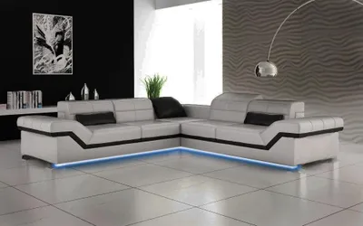 Produktbild von Ledersofa XXL Wohnlandschaft Couch Design Sofa mit USB Ecksofa Sofagarnitur Weiß