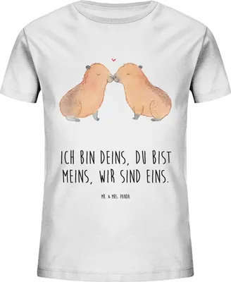 Produktbild von Mr. & Mrs. Panda Kleinkinder T-Shirt Capybara Liebe 7-8 Jahre (122/128) - Weiß - Geschenk, Kindershirt, Beziehung, Geschenkidee, Liebesspruch, Baumwoll Kinder, Teenager