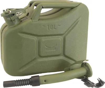 Immagine prodotto di 1x tanica di benzina tanica di carburante in metallo 10 litri colpo di martello verde oliva incl. beccuccio + supporto
