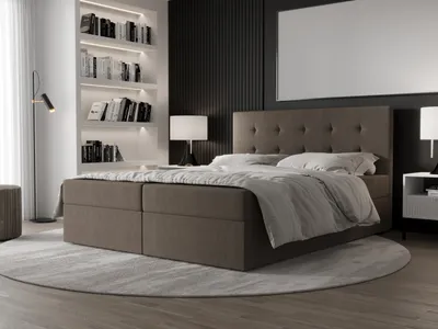 Produktbild von AX LIVING Boxspringbett 180x200 mit Bettkasten Dahlina Braun – Eleganz&Komfort