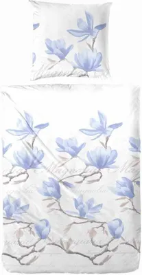 Produktbild von Hahn Satin Bettwäsche Baumwoll Blumen Weiß Braun Rosa 100% Baumwolle Reißverschluss Bettbezug Kissenbezug Bettgarnitur Bettzeug 135x200 cm Weiß