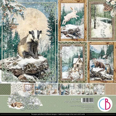 Produktbild von Scrapbook-Papier "Forest Tales", 12 Blatt, 30,5 x 30,5 cm