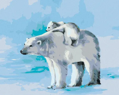 Produktbild von Zuty - Malen nach Zahlen - EISBÄR UND BÄRENJUNGES, 40x50 cm, ohne Keilrahmen