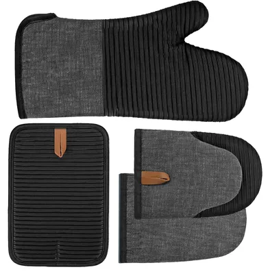 Produktbild von Ofenhandschuhe und Topflappen Set, hitzebeständig, 4-teilig, für die Küche