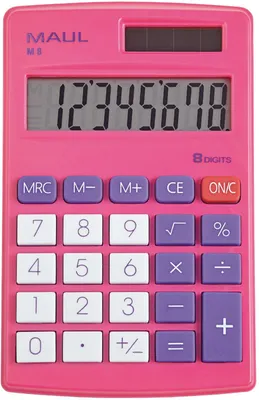 Obrázek produktu pro MAUL kapesní kalkulačka M 8 LCD displej 1 řádek, 8 číslic Solární baterie 11,5 x 6,9 x 1 cm růžová