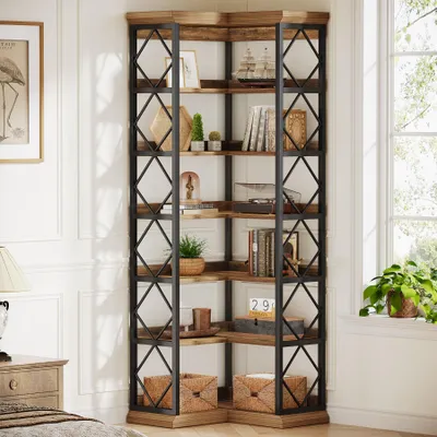 Immagine prodotto di Libreria, libreria angolare da 184 cm, libreria da terra a 6 livelli, libreria angolare a L, per soggiorno, camera da letto, ufficio