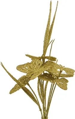 Produktbild von Clayre & Eef Kunstblume 32 cm Goldfarbig Kunststoff Schmetterlinge