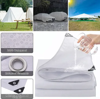 Produktbild von (2mx3m)Abdeckplane Wasserdicht 180g/m² Reißfest Outdoor Plane, Frostbeständig, UV-Schutz PE Schutzplane Gewebeplane mit Ösen für Gartenmöbel,Weiß