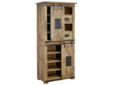Image de MASSIVMOEBEL24 | Armoire 80x45 Manguier laqué Bois naturel RAILWAY #117