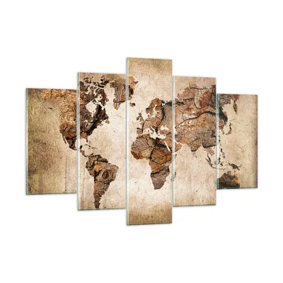 Produktbild von Bilder auf glas - Karte Welt modern - 150x100cm - Glasbilder - Wandbilder - Kunstdruck - zum Aufhängen bereit - Wanddekoration aus Glas - Glas Bilder - Wandbild auf Glas - 5 Teile - GEA150x100-3590