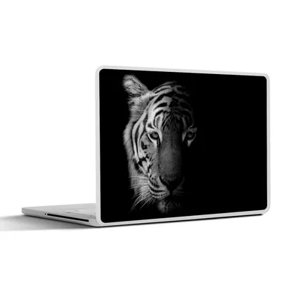 Produktbild von MuchoWow® Laptop Aufkleber Sticker Cover Tiger - Tiere - Wild - Schwarz - Weiß 36.5x27.5 cm - Laptop-Sticker