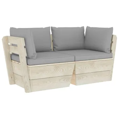 Produktbild von vidaXL Garten-Palettensofa 2-Sitzer mit Kissen Fichtenholz