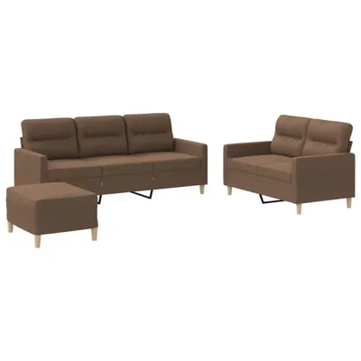 Produktbild von 3-tlg. Sofagarnitur mit Kissen Braun Stoff