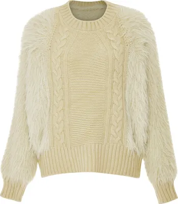 Image de POOMI pull-over en maille pour femmes - beige, M