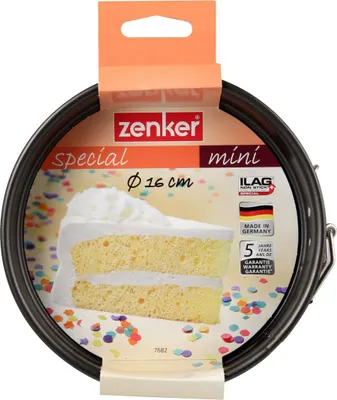 Obrázok produktu pre Zenker 7682, Rozkladacia forma na tortu, Kolo, Plochý povrch, Čierna, Čierna, Nemecko