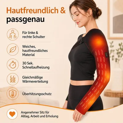 Produktbild von Schulter Massagegerät Wärme 3 Stufen – Vibration, Heizung, Timer | Massagepad für Arm & Ellenbogen