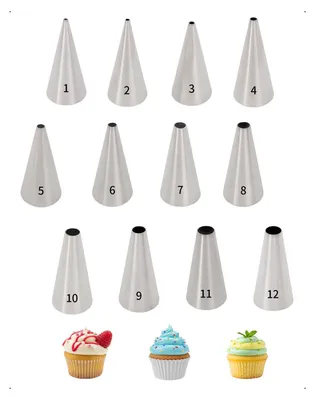 Produktbild von 12-teiliges Set von Spritztüllen für Backkreationen – Edelstahl