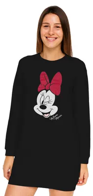 Produktbild von Disney Minnie Mouse Nachthemd für Damen - Schlafshirt Pyjama Langarm Oberteil Schwarz L