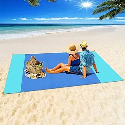 Image de Couverture de plage - Imperméable au sable et à l'eau - 200 x 210 cm - Pour 3 à 7 adultes