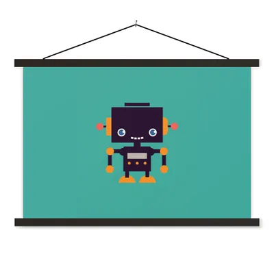 Produktbild von MuchoWow® Textilposter Roboter - Gesicht - Antenne - Blau - Jungen 150x100 cm mit schwarzem Rahmen - Schlafzimmer