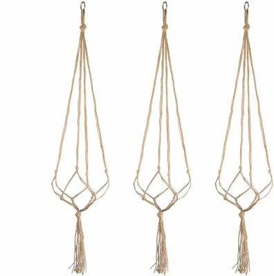 Produktbild von 3er Pflanzenhänger, Makramee Blumentopf Pflanzen Halter Blumenampel Aufhänger aus Jute Hängen Dekoration für Garten Haus