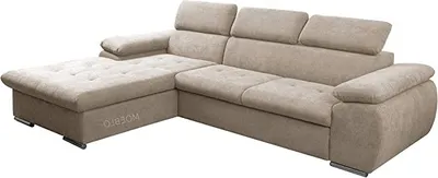 Produktbild von Ecksofa mit Schlaffunktion und Bettkasten, Couch für Wohnzimmer, Schlafsofa Sofagarnitur Sofa Eckcouch L-Form Wohnlandschaft mit Bettfunktion NILUX (Eckosfa NILUX Hellbeige) 284 x 196 x 78 cm, Links Ottomane