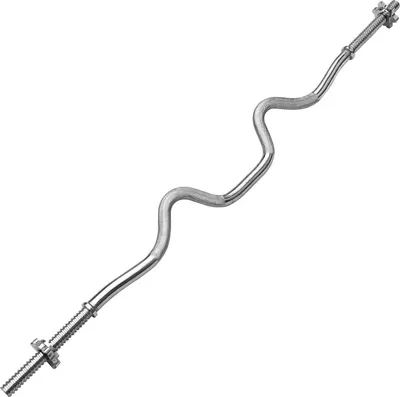 Image de PROIRON Barre curl en forme de SZ 120cm chromée moletée Fermetures en étoile