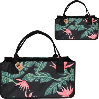 Produktbild von 2 Stück Filztaschen Einkaufstasche Kaminholztasche Transporttasche Filz Zeitungsständer Zeitungskorb (Blume - Rosa)