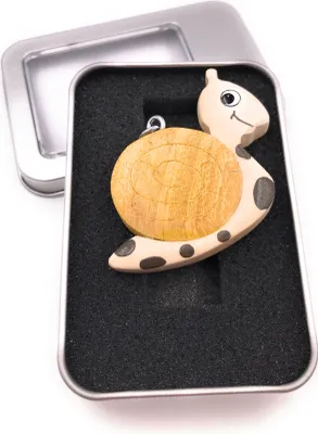 Image de Porte-clés escargot en bois HKriechtier jaune Animal mollusque Pendentif en boîte cadeau